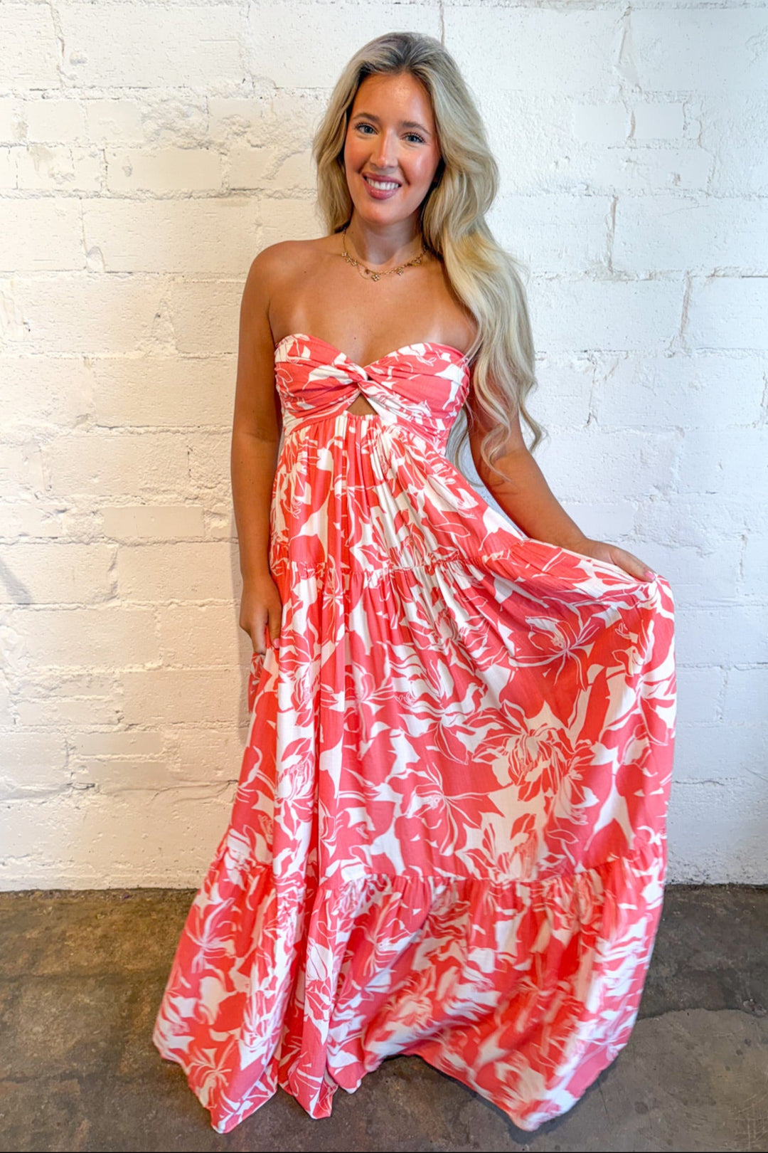 Fiery Floral Maxi Dress, Maxi Dress, Vacation Dress, Sundress, Adeline Boutique, Dallas Boutique, Boutique Dresses