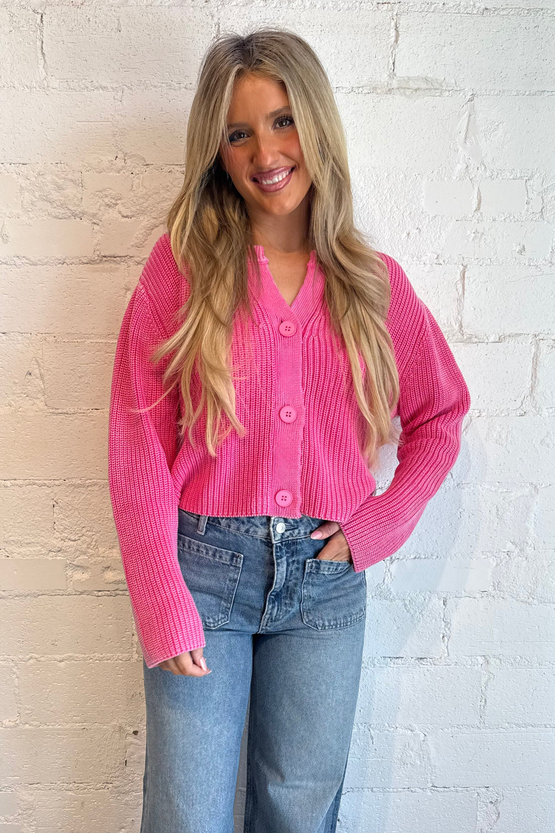 pink sweater, pink cardigan, pink button up, pink pullover 