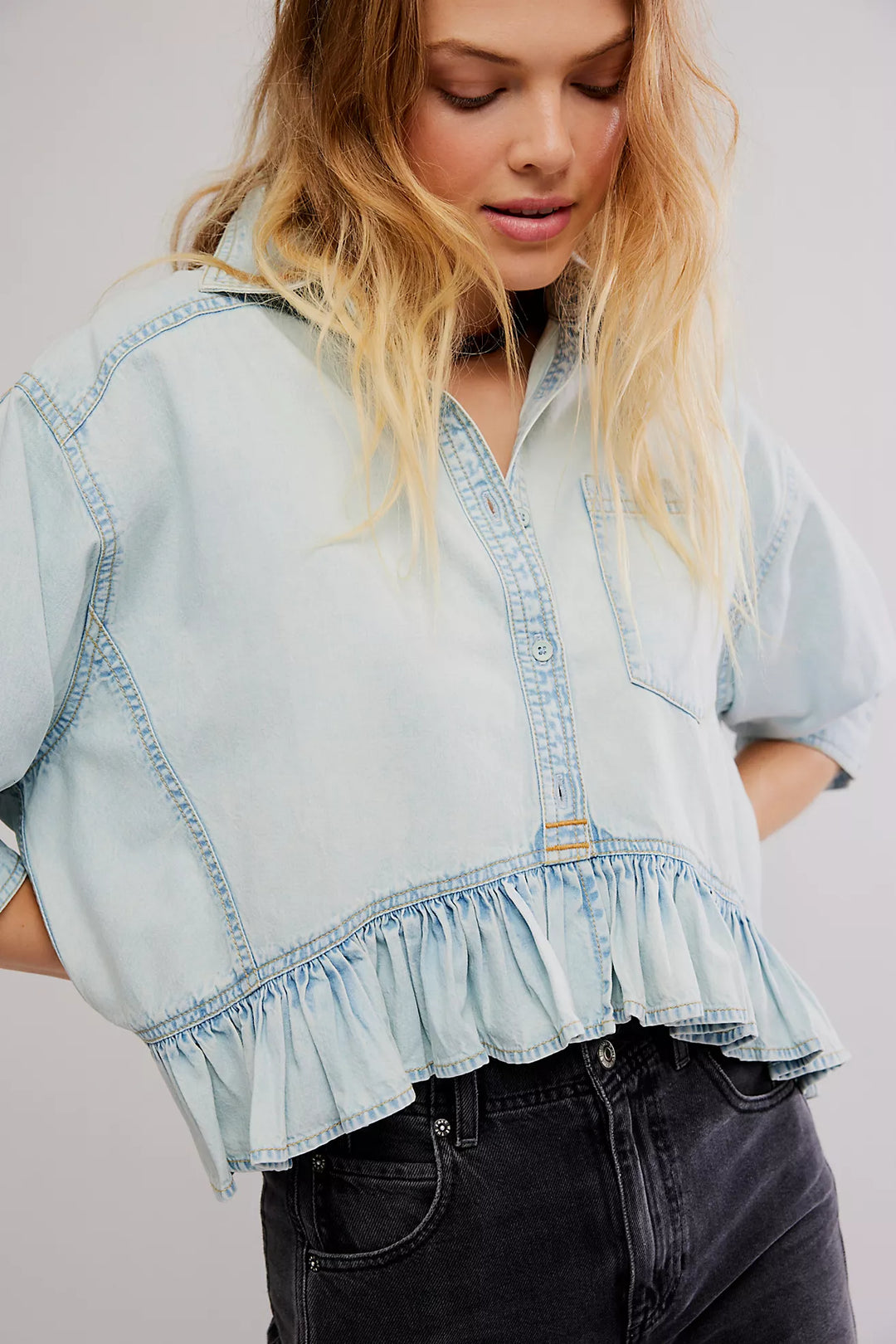 Free People Bailey Denim Shirt, Denim Shirt, Shirt, Denim, Adeline Boutique, Dallas Boutique, Free People, Women's Boutique