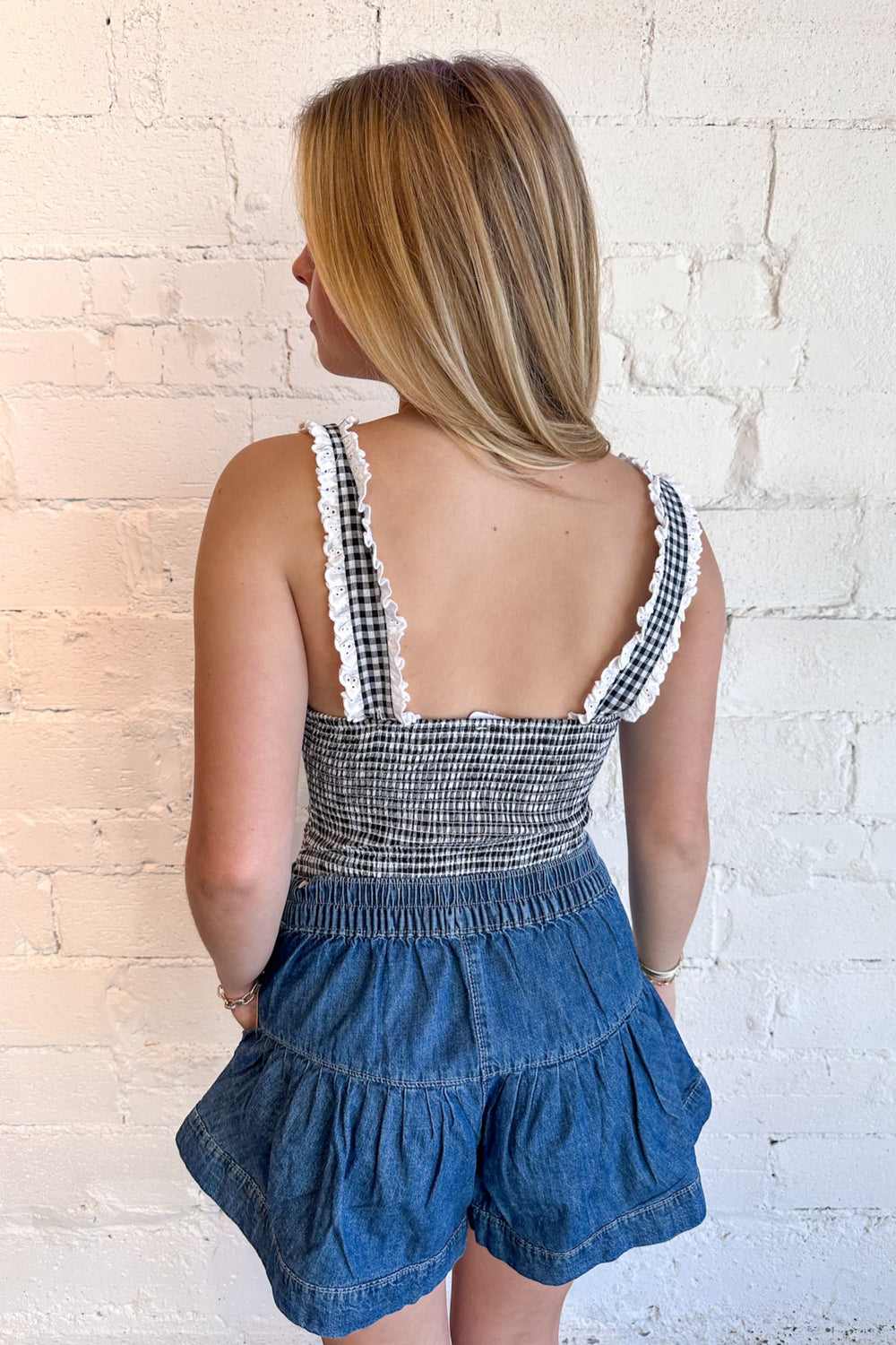 Free People Cassie Bodysuit, Bodysuit, Gingham Top, Tops, Adeline Boutique, Boutique Clothing
