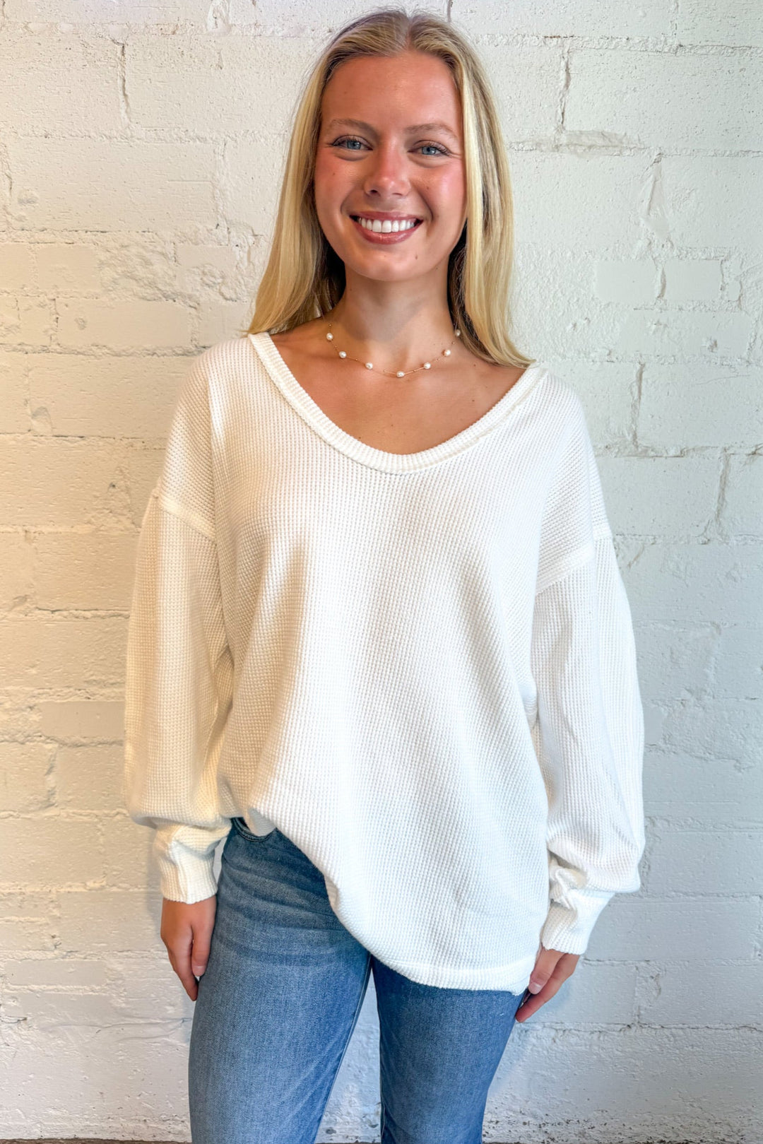 Free People Coast To Coast Thermal, Long Sleeve Top, Oversized Tee, Waffle Knit Top, Fall Styles, Basic Tops, Adeline Boutique, Dallas Boutique, Texas Boutique