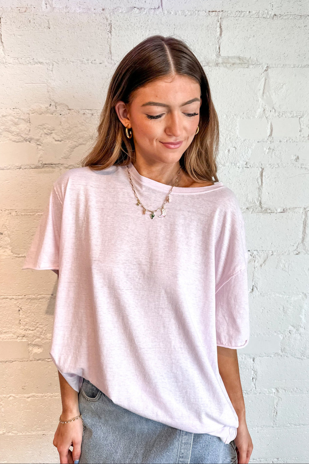 Free People Falling Petal Nina Tee, Basic Tee, Adeline boutique, Dallas Boutique, Free People, Oversized Shirt