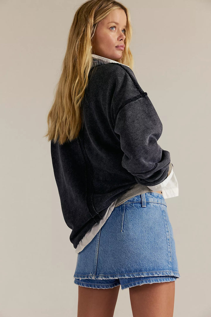 Free People Galivanting Skort, Denim, Denim Skort, Mini Skirt, Free People, Adeline Boutique, Dallas Boutique