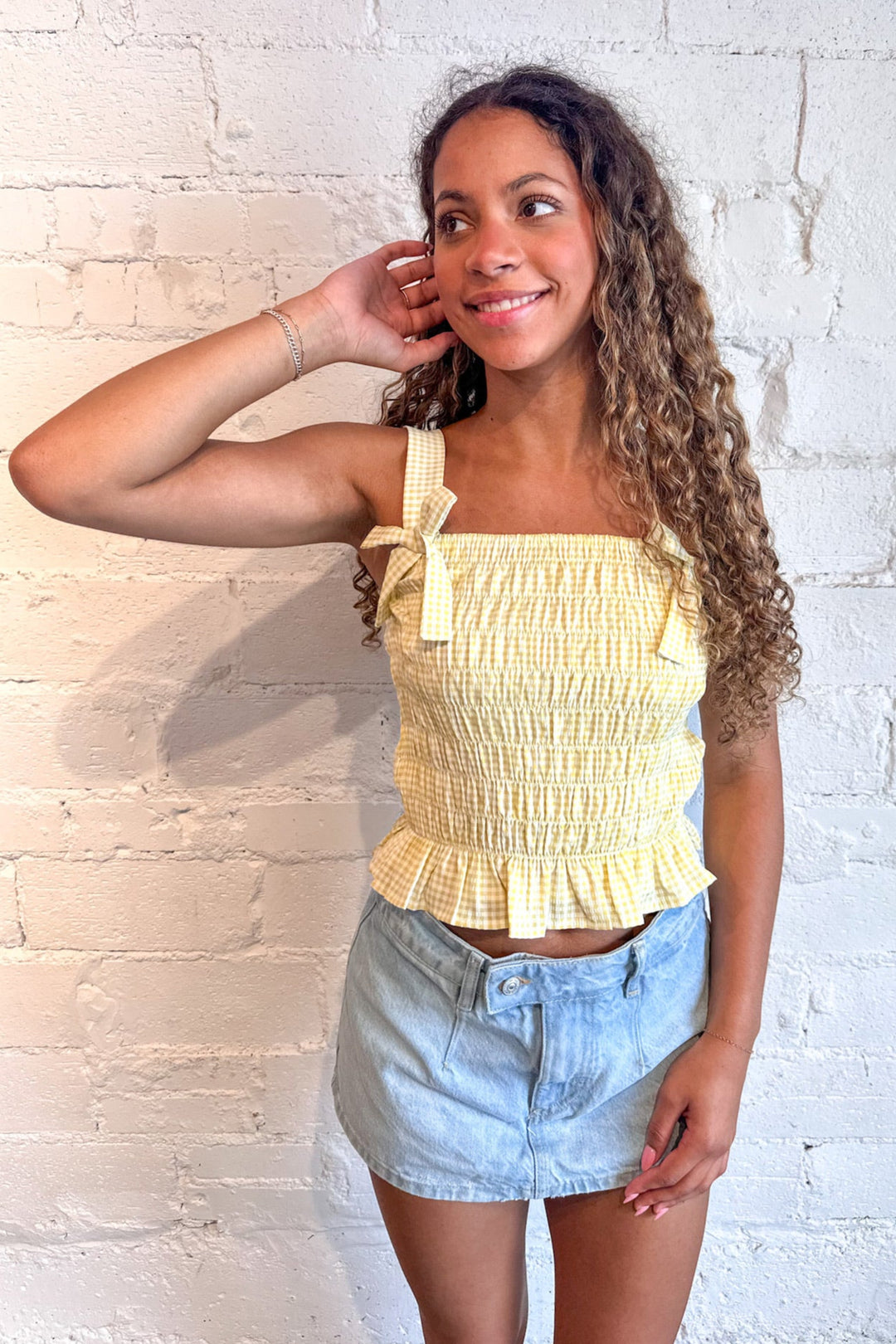 Free People Galivanting Skort Aegean, Denim Skirt, Skirt, Bottoms, Adeline Boutique, Dallas Boutique, Summer Styles