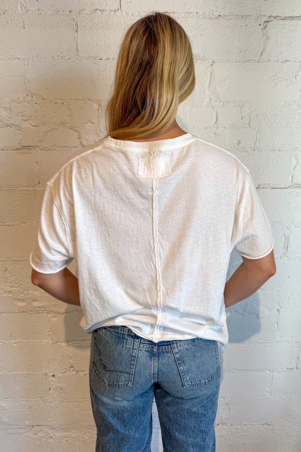 Free People Ivory Nina Tee, White Tee, Basic Top, Adeline Boutique, Dallas Boutique, Tops