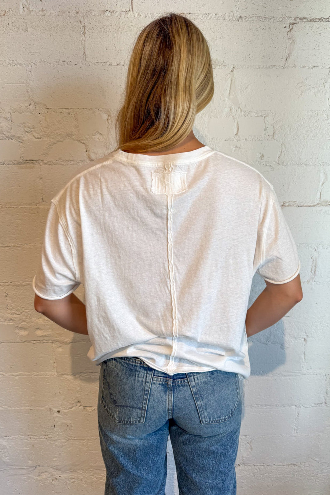 Free People Ivory Nina Tee, White Tee, Basic Top, Adeline Boutique, Dallas Boutique, Tops