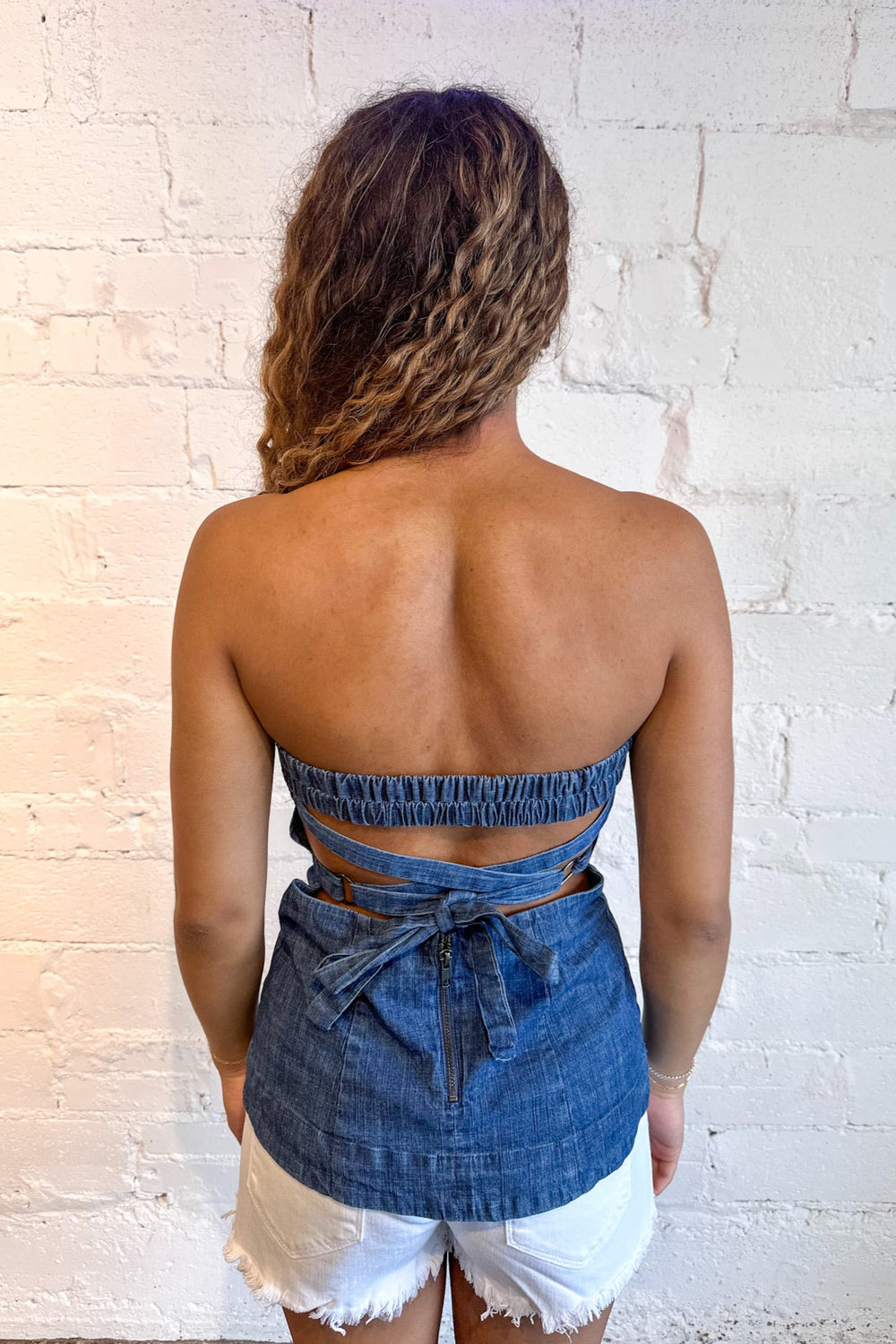 Free People Lora Denim Tube Top, Denim Top, Adeline Boutique, Dallas Boutique, Boutiques 