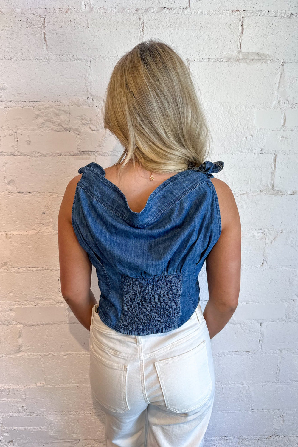 Free People Louie Indigo Top, Summer Top, Denim, Adeline Boutique, Dallas Boutique, Tops, Spring Styles 