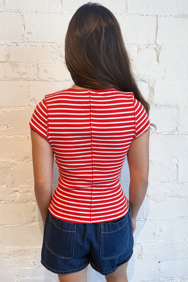 Free People Most Wanted Striped Cardi  Red Back, adeline boutique, dallas boutique, boutique