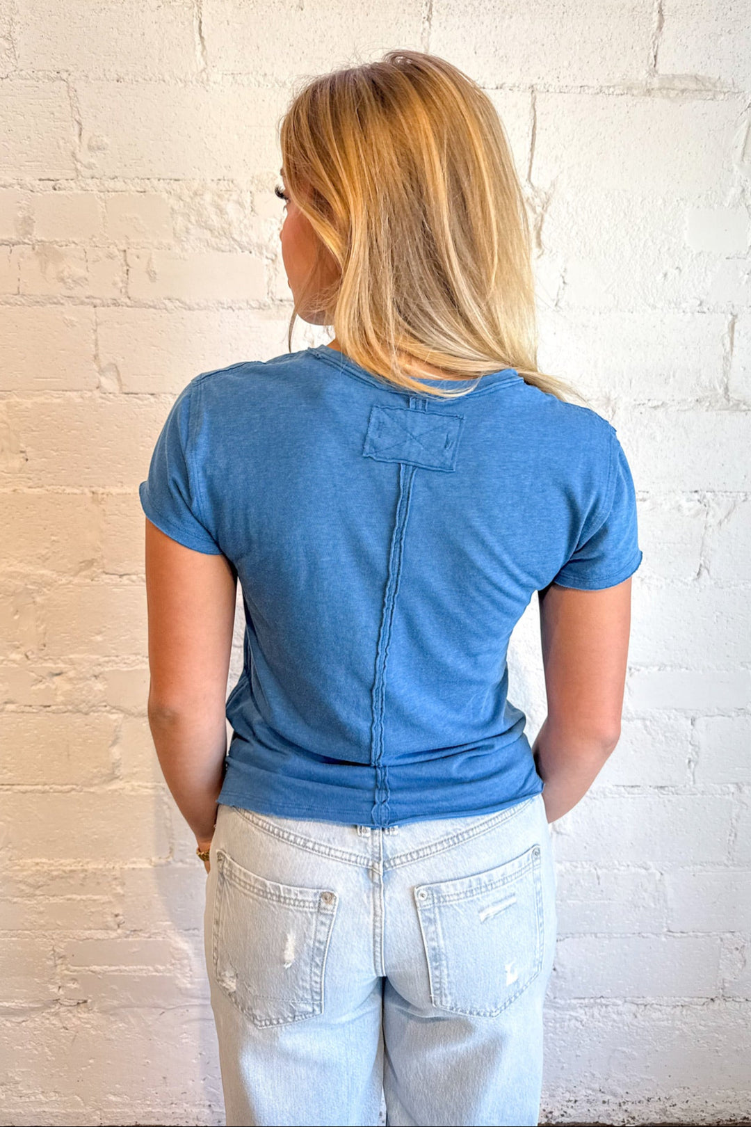Free People Nova Tee Deep Water, Basic Tee, Free People, Basic Tops, Tops, Adeline Boutique, Dallas Boutique, Back to School Shirts