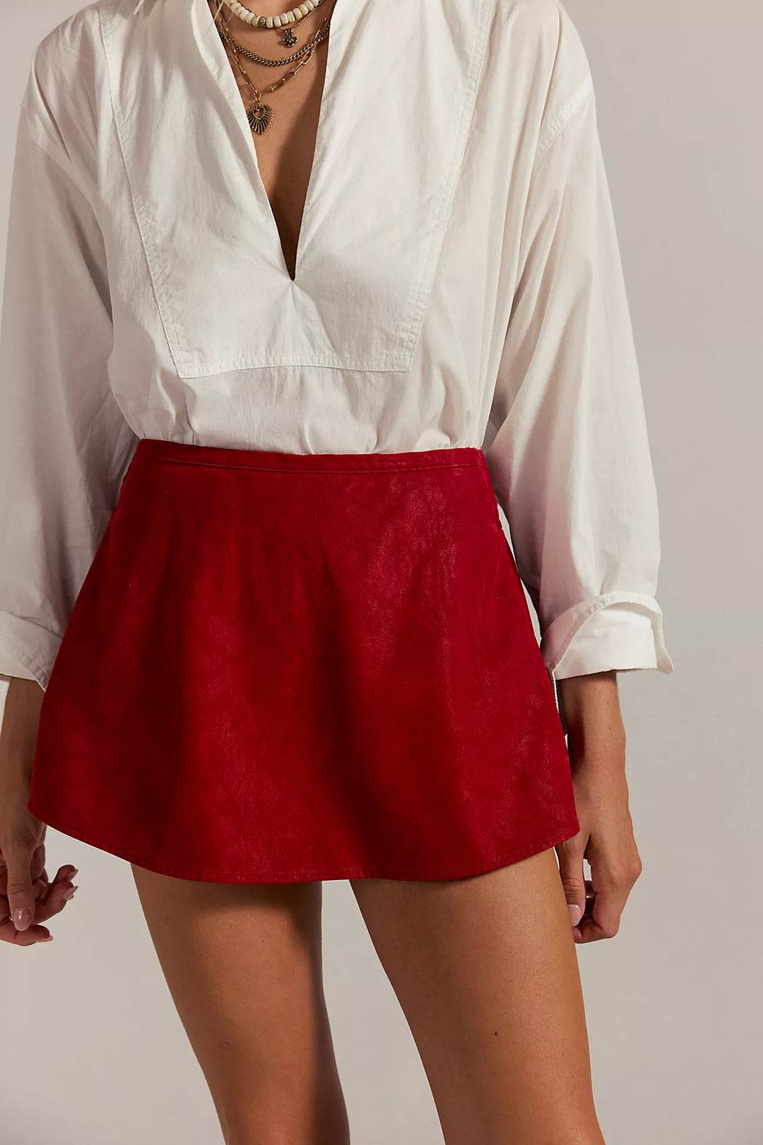 Free People Paradise Found Suede Skort, Red Skort, Game Day Outfit, Adeline Boutique, Dallas Boutique