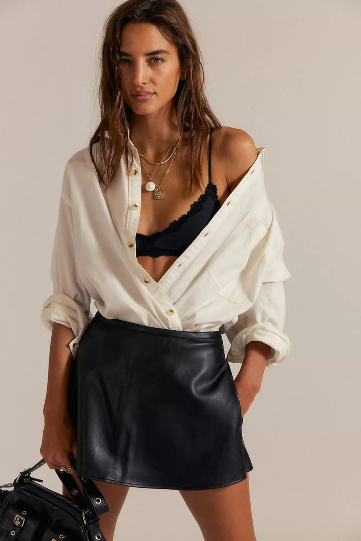 Free People Paradise Found Vegan Skort, Leather Skort, Bottoms, Game Day Styles, Adeline Boutique, Leather Skirt, Dallas Boutique