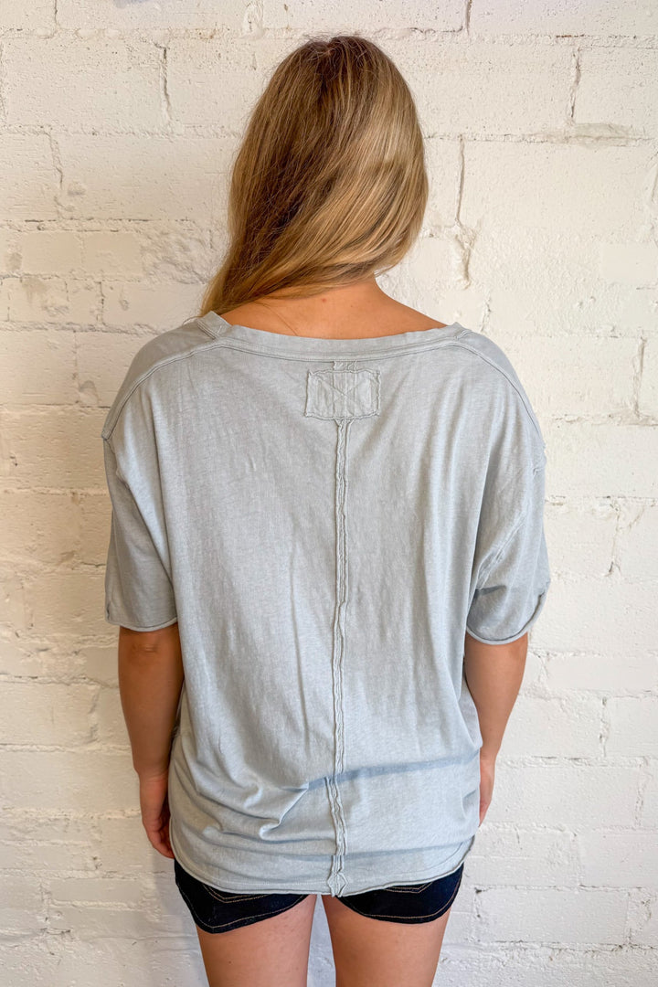 Free People Pearl Blue Nina Tee, Free People, Basic Tee, Oversized Tee, Adeline Boutique, Dallas Boutique, Women's Boutique
