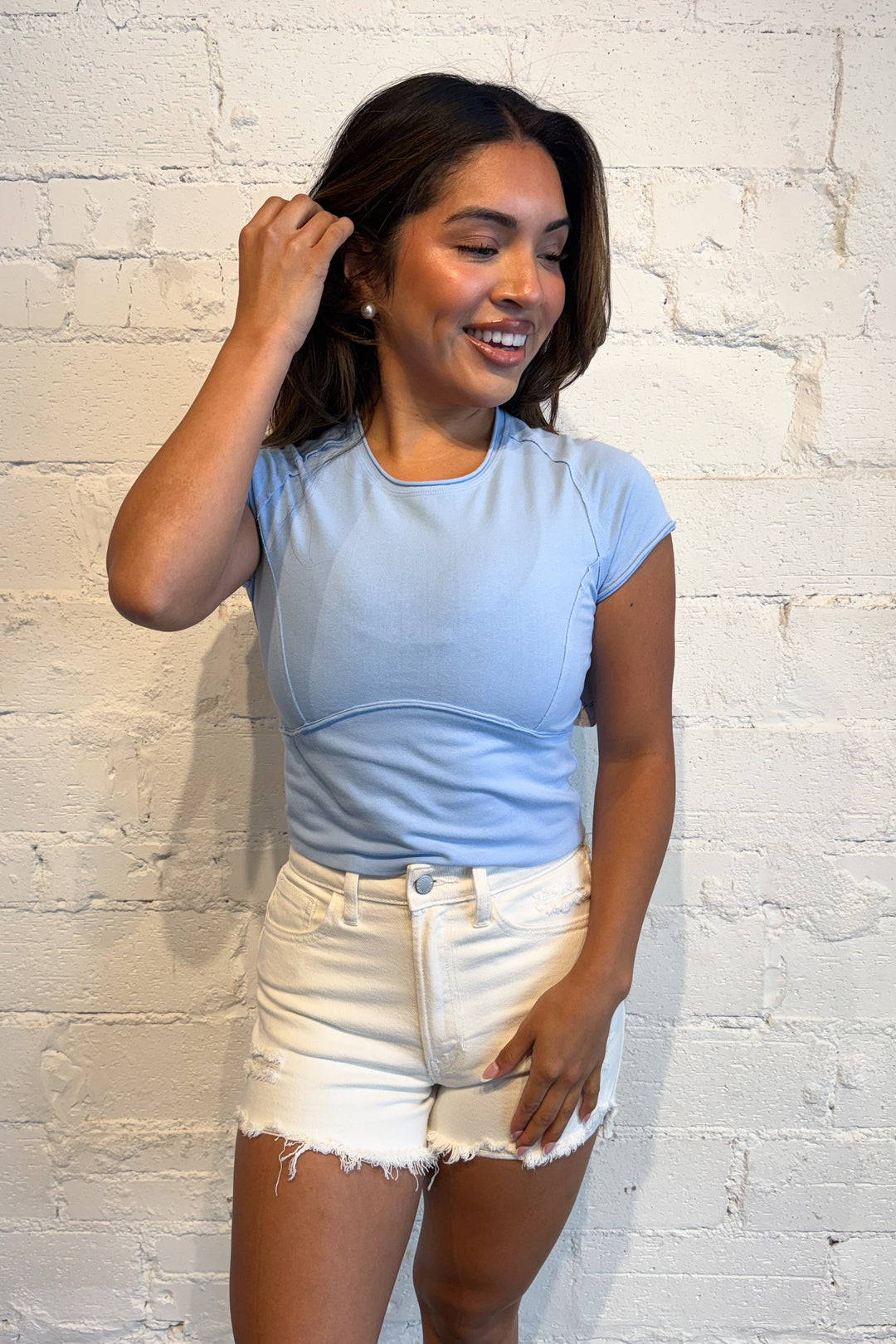 Free People Protagonist Tee Blue, adeline boutique, dallas boutique, boutique