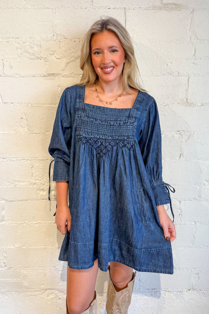 Free People Sonora Denim Mini, Denim Dress, Dresses, Denim, Thanksgiving Styles, Country Concert Outfit, Adeline Boutique, Dallas Boutique, Women's Dresses