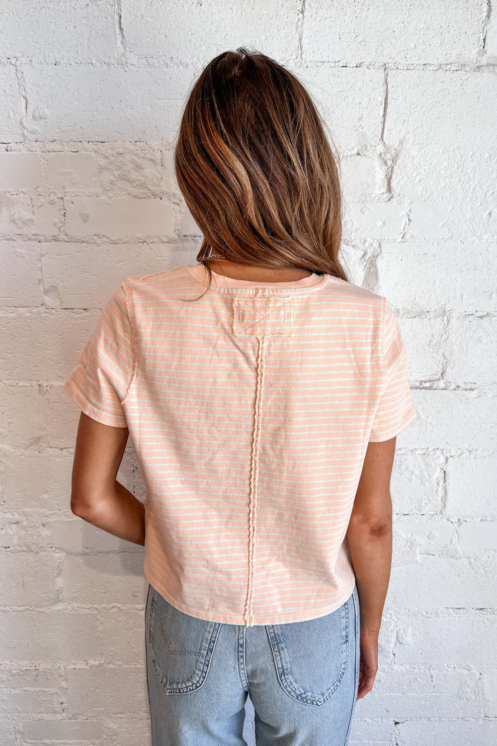 Free People Striped Everyday Tee, Basic Tee, Tops, Spring Shirt, Adeline Boutique, Dallas Boutique, Short Sleeve Top