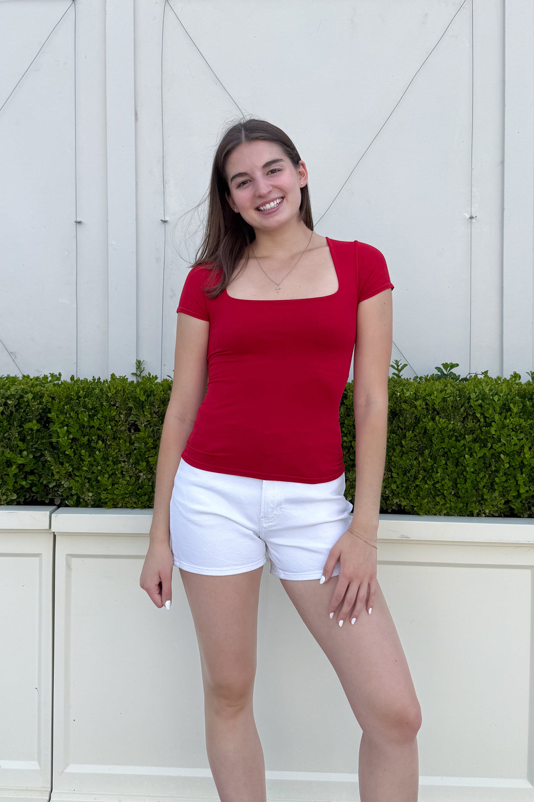 Free People Sunfade Clean Lines Baby Tee Red, adeline boutique, dallas boutique, boutique