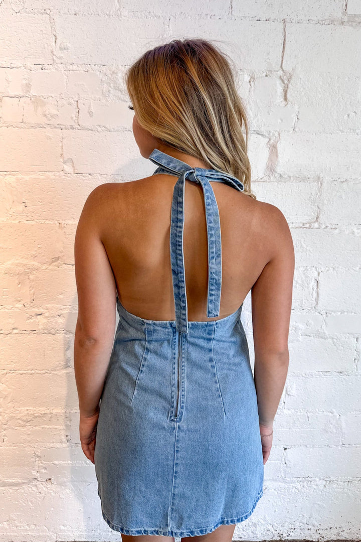 Free People Trevi Denim Mini, Denim Dress, Dress, Adeline Boutique, Dallas Boutique, Boutique Dresses