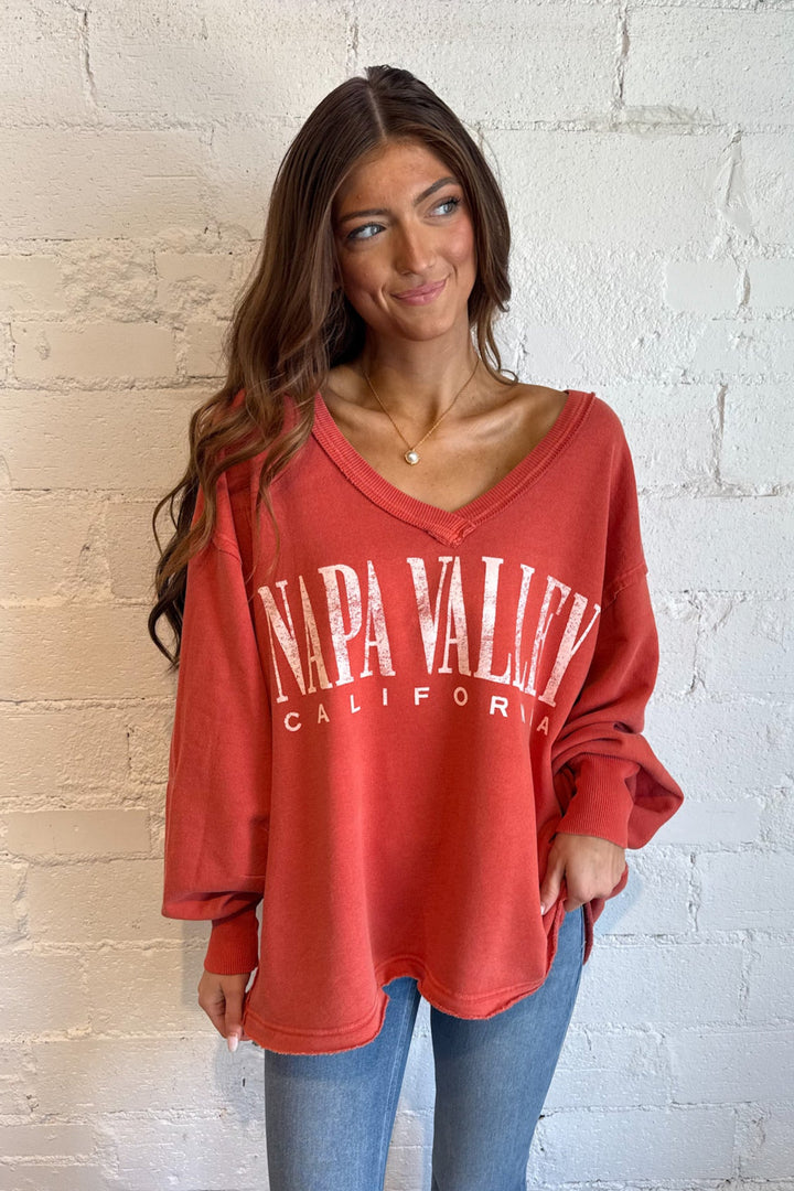 Free People WTF Venice V Neck Graphic, Graphic Sweatshirt, Sweatshirt, Adeline Boutique, Dallas Boutique, Crewneck