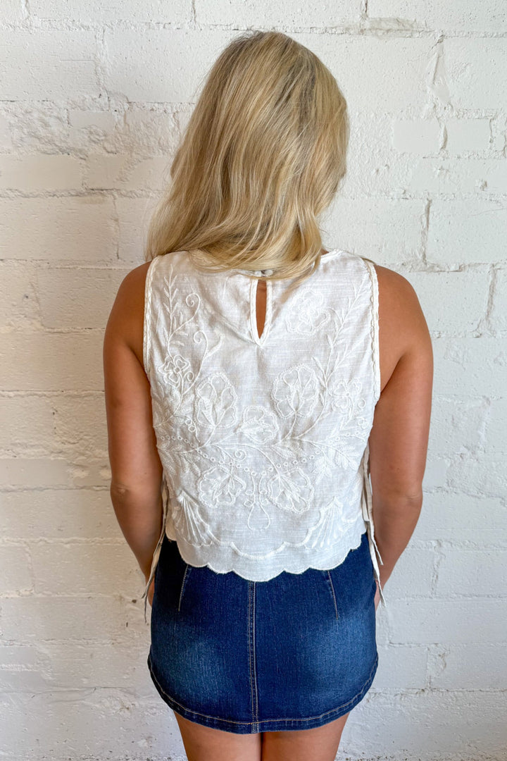 Free People White Faded Garden Tank, White Tank, Tops, Adeline Boutique, Dallas Boutique, Boutique Clothing