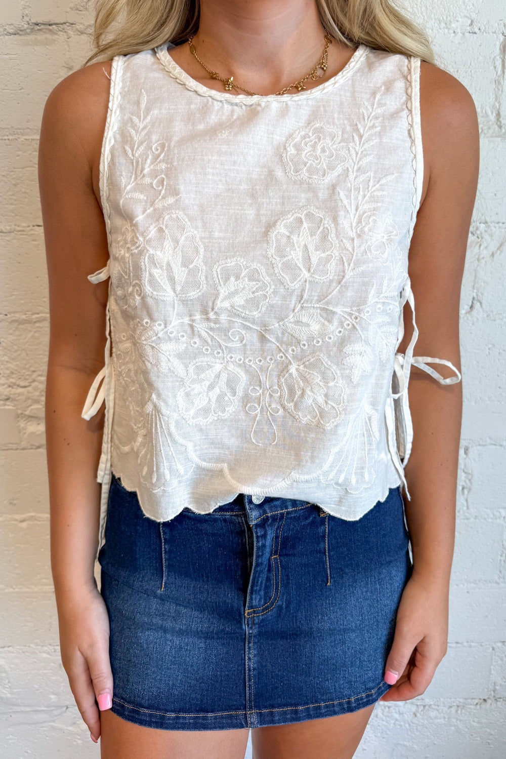 Free People White Faded Garden Tank, White Tank, Tops, Adeline Boutique, Dallas Boutique, Boutique Clothing
