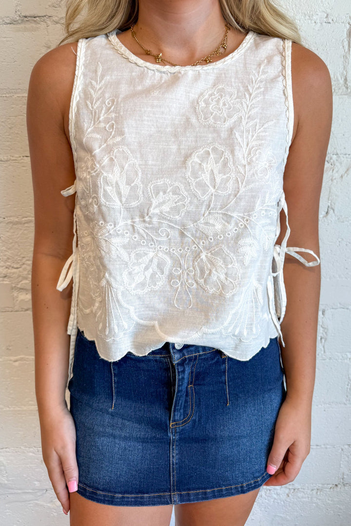 Free People White Faded Garden Tank, White Tank, Tops, Adeline Boutique, Dallas Boutique, Boutique Clothing