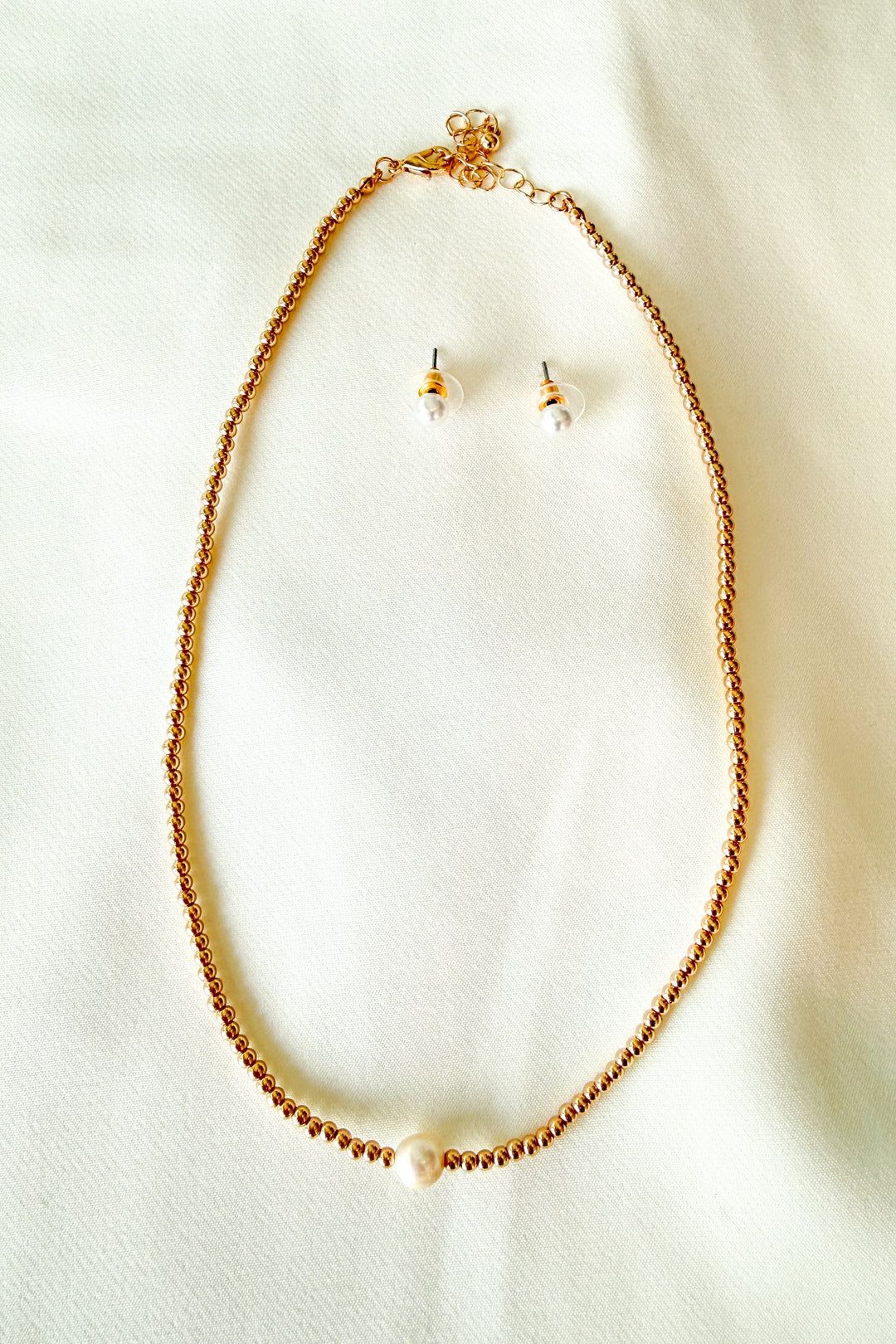Freshwater Pearl Studs with Pearl Gold Bead Necklace, Jewelry, Accessories, Adeline Boutique, Dallas Boutique, Boutique Jewelry 
