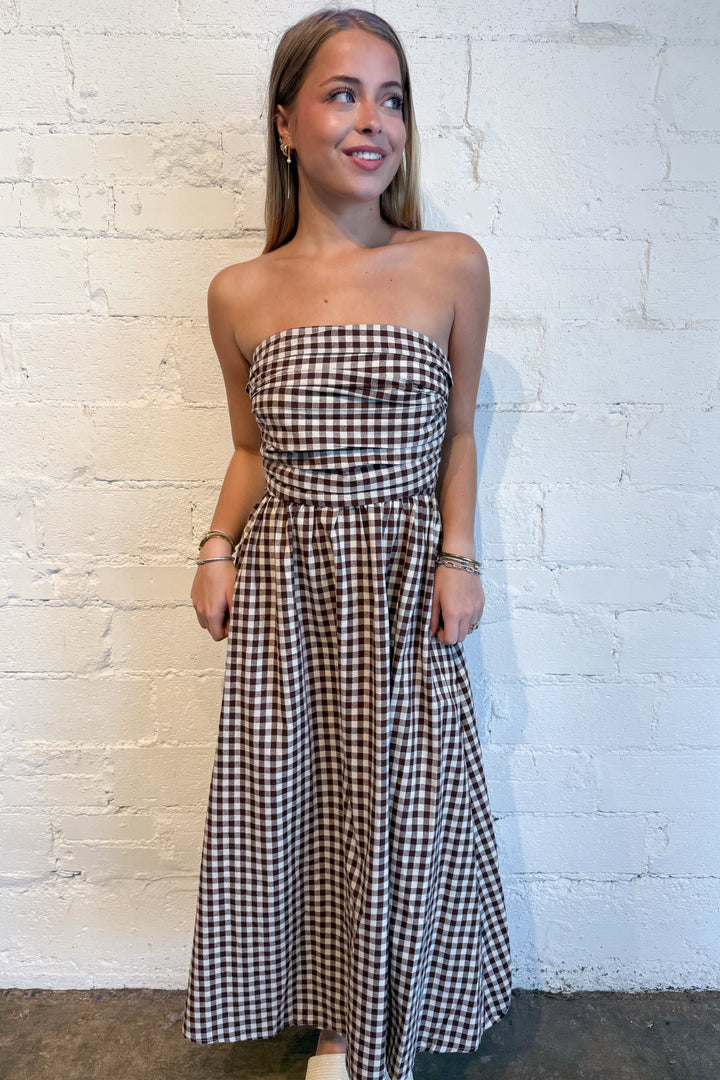 Georgia Gingham Maxi Dress, adeline boutique, dallas boutique, boutique
