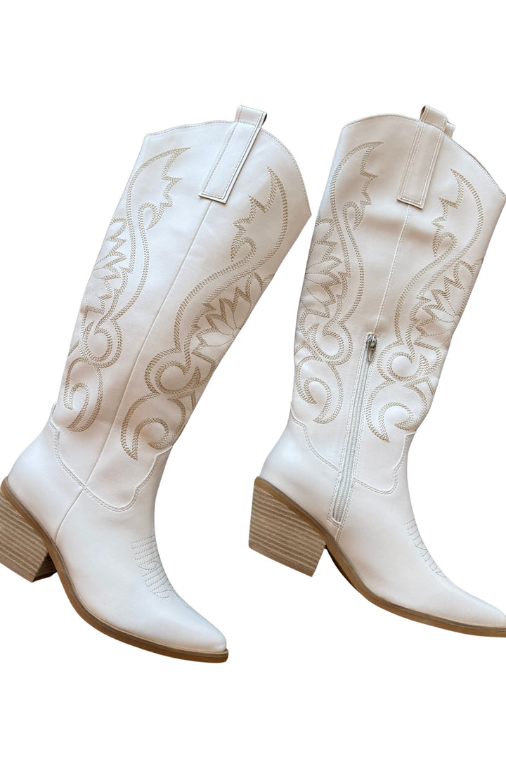 white cowboy boot, cowboy boot 
