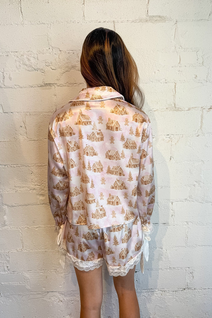 Gingerbread Dreams PJ Shorts, Pink Shorts, Lounge Shorts