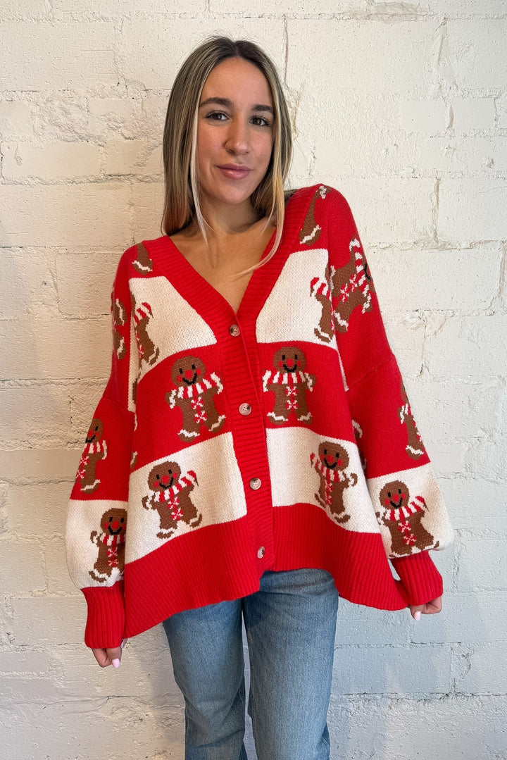 Gingerbread Oversized Cardigan , Christmas Cardigan, Cardigan