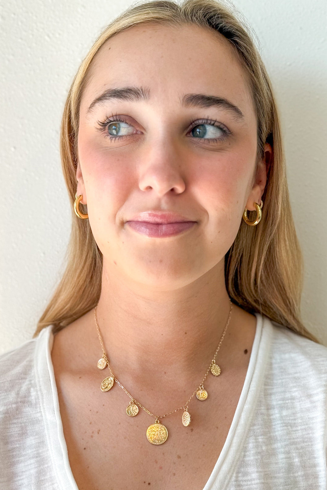 Gold Coin Charm Necklace, charm Necklace, Necklace, Jewelry, Adeline Boutique, Boutique Jewelry, Accessories