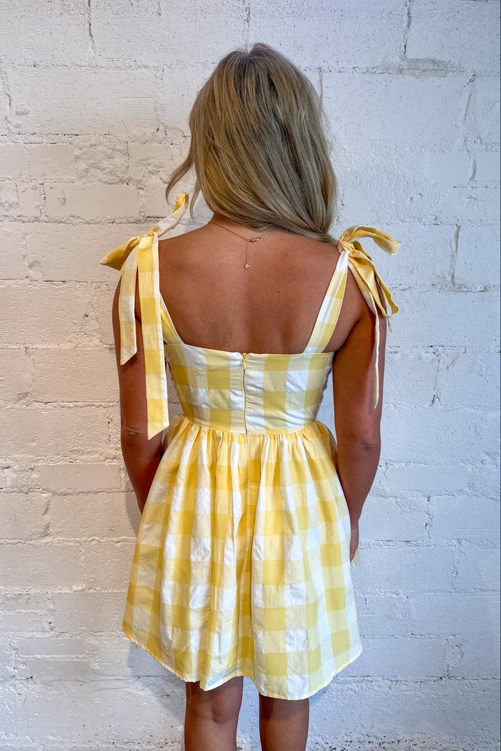 Golden Gingham Dress, Yellow Dress, Adeline Boutique, Spring Dresses, Easter, Dallas Boutique, Boutique Dress