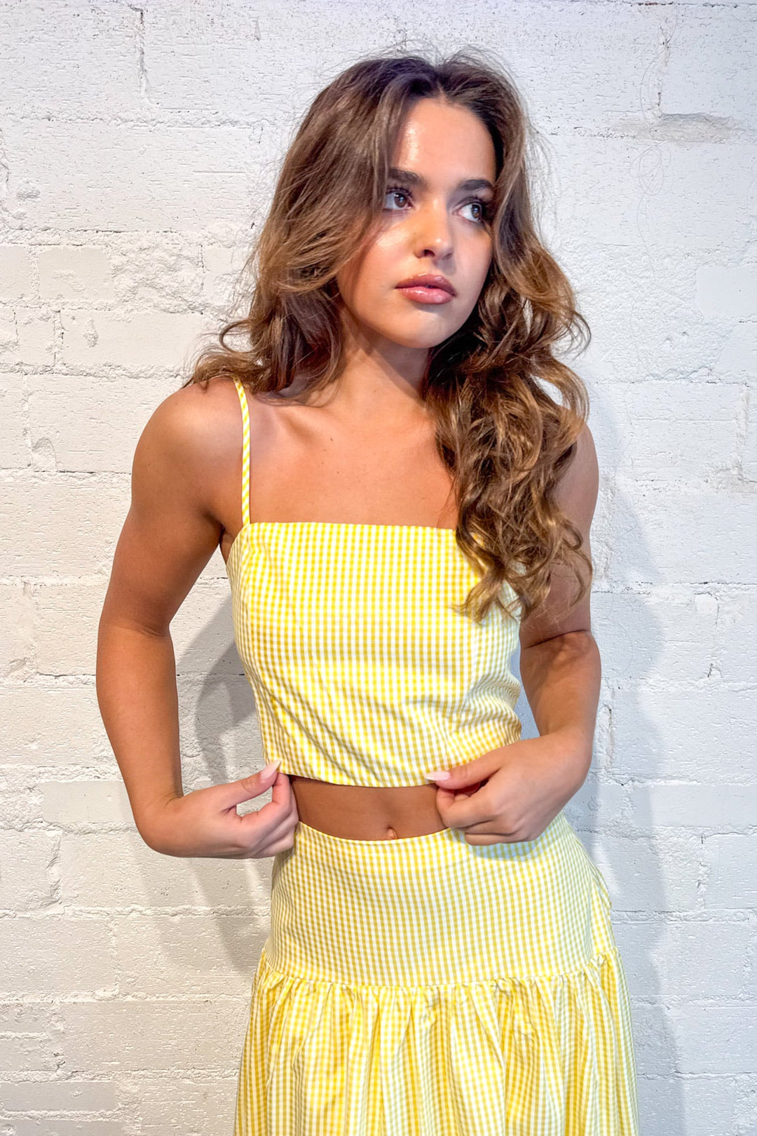 Gracie Gingham Top, Gingham Top, Gingham Set, Sets, Matching Sets, Yellow Outfit, Spring and Summer Styles, Vacation Sets, Adeline Boutique, Dallas Boutique
