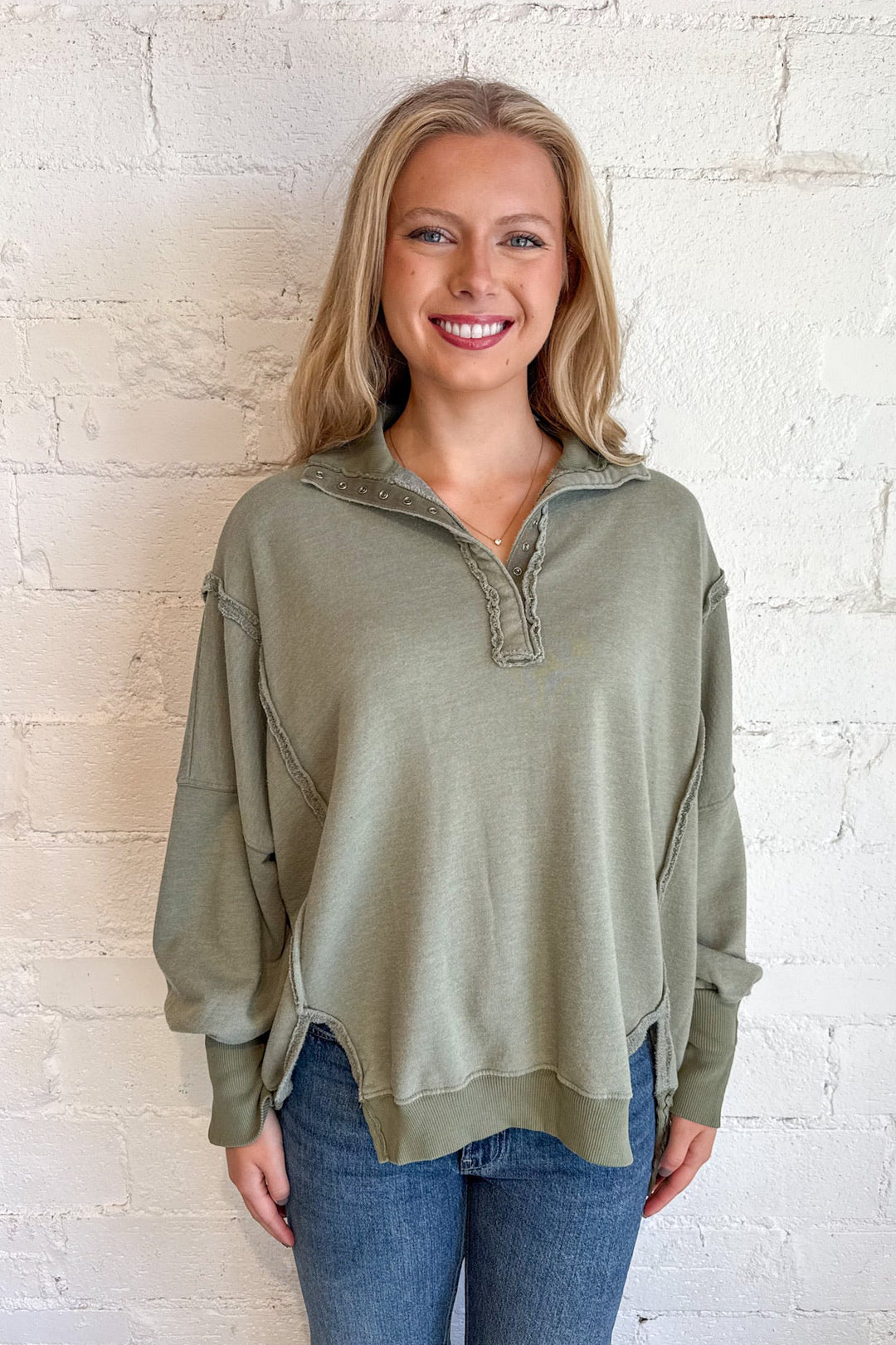 Free People Camden Henley, Free People, Pullover Sweater, Adeline Boutique, Boutique, Dallas Boutique