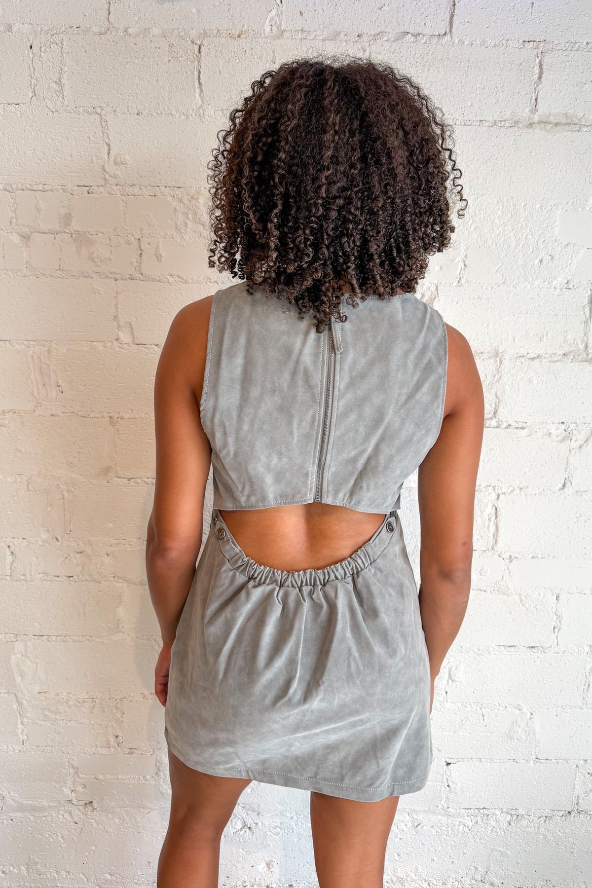 grey suede mini dress Atlas Suede Mini Dress