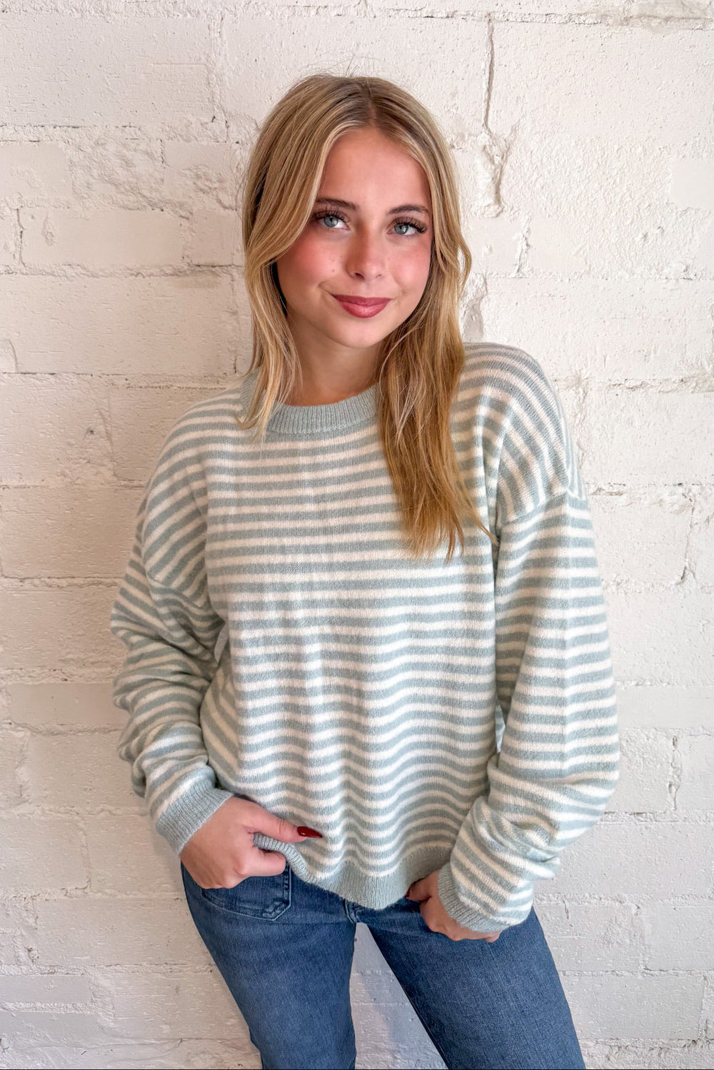 Haley Stripe Knit Top, Sweater, Striped, Sweater, Knit Tops, Long Sleeve Tops, Adeline Boutique, Dallas Boutique, Women's Boutique