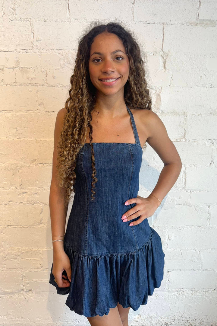 Halter Horizon Dress, Denim Dress, Dresses, Halter Dress, Adeline Boutique, Dallas Boutique