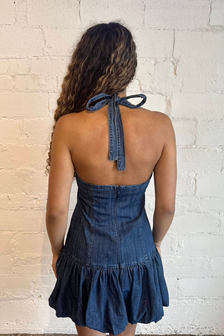 Halter Horizon Dress, Denim Dress, Dresses, Halter Dress, Adeline Boutique, Dallas Boutique
