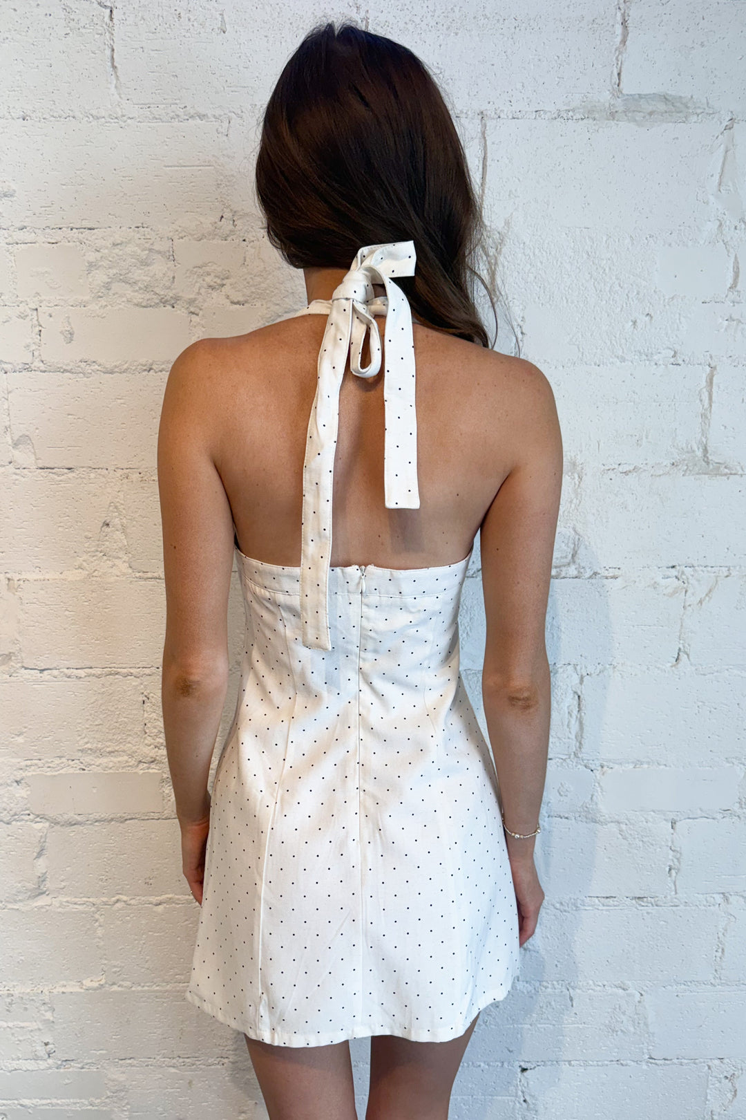 Halter Neck Polka Dot Mini Dress Back, adeline boutique, dallas boutique, boutique