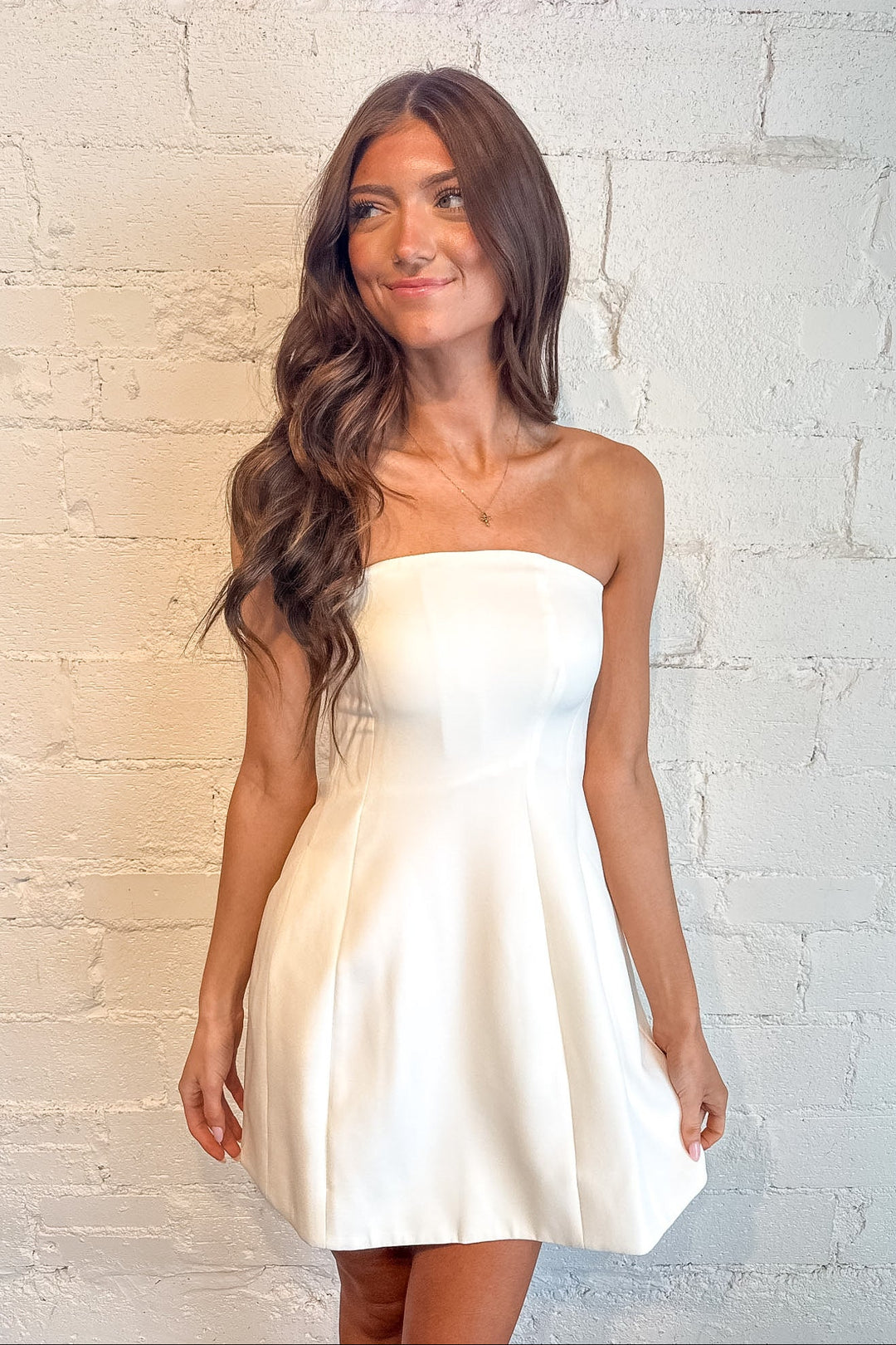 Harper Mini Dress, White Mini Dress, Strapless Dress, Graduation Dress, Sorority Rush Dress, Adeline Boutique, Dallas Boutique, Spring and Summer Dresses