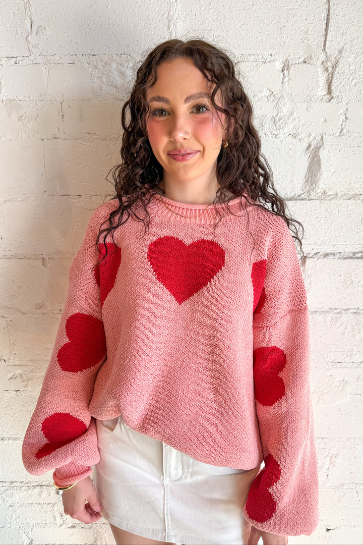 Heart Patched Sweater, Sweaters, Valentine's Styles, Valentine's Sweater, Adeline Boutique, Dallas Boutique, Women's Boutique