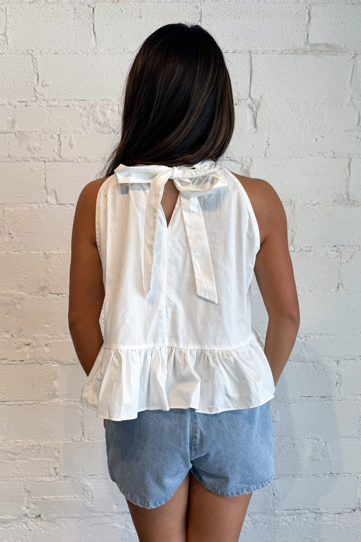 Heartbreaker Halter Top White Back, adeline boutique, dallas boutique, boutique