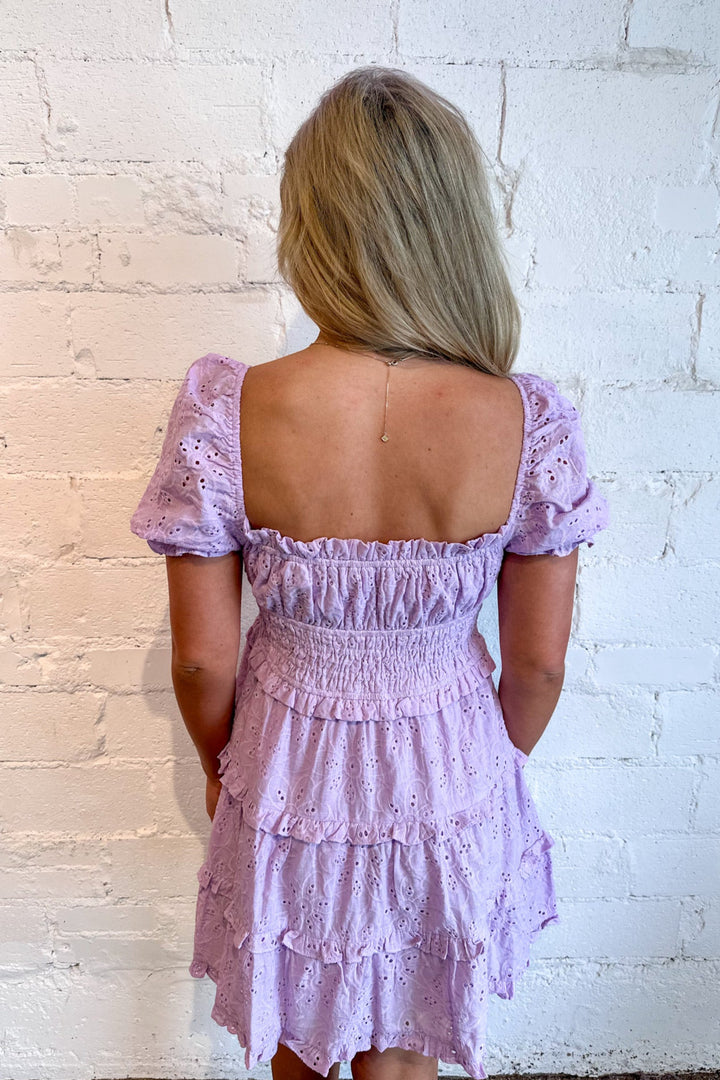 Heavenly Haze Eyelet Mini Dress, Spring Dress, Adeline Boutique, Dallas Boutique, Spring Dresses