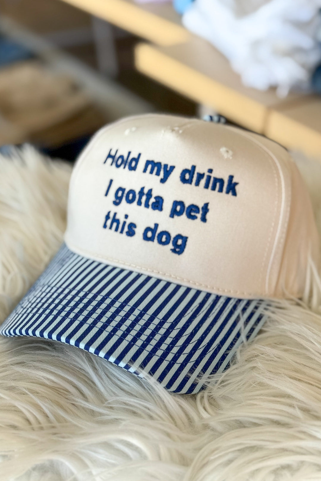Hold My Drink I Gotta Pet This Dog Hat, Trucker Hat, Hats, Adeline Boutique, Dallas Boutique, Boutique Hats, Accessories