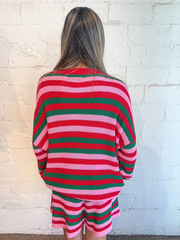 Holiday Striped Lounge Top, Long sleeve top, lounge top