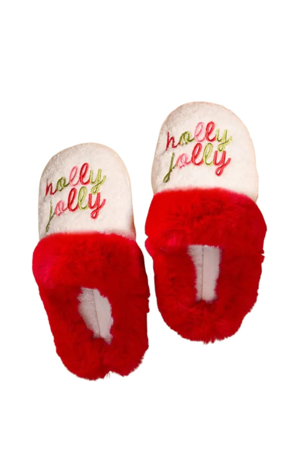 holly jolly slippers, christmas slippers, holiday slippers, house shoes, gift 