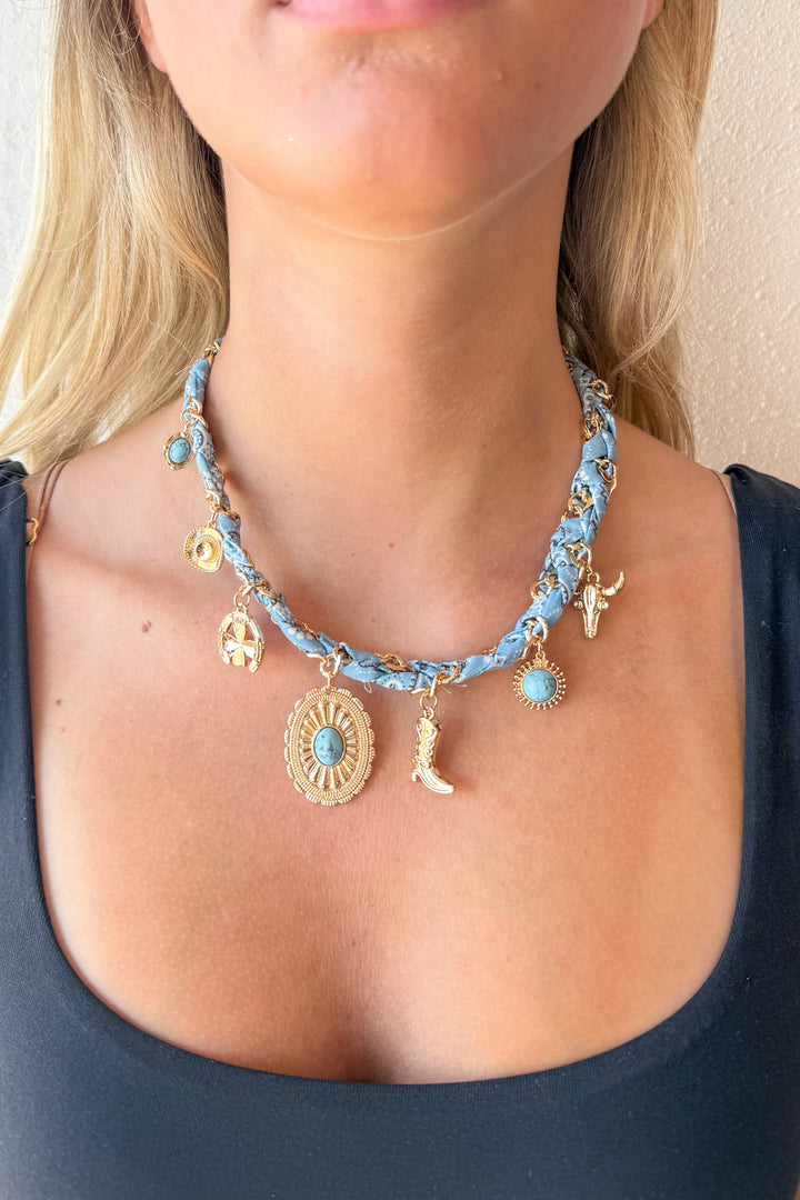 Howdy Scarf Charm Necklace, Charm Necklace, Adeline Boutique, Dallas Boutique, Western Jewelry