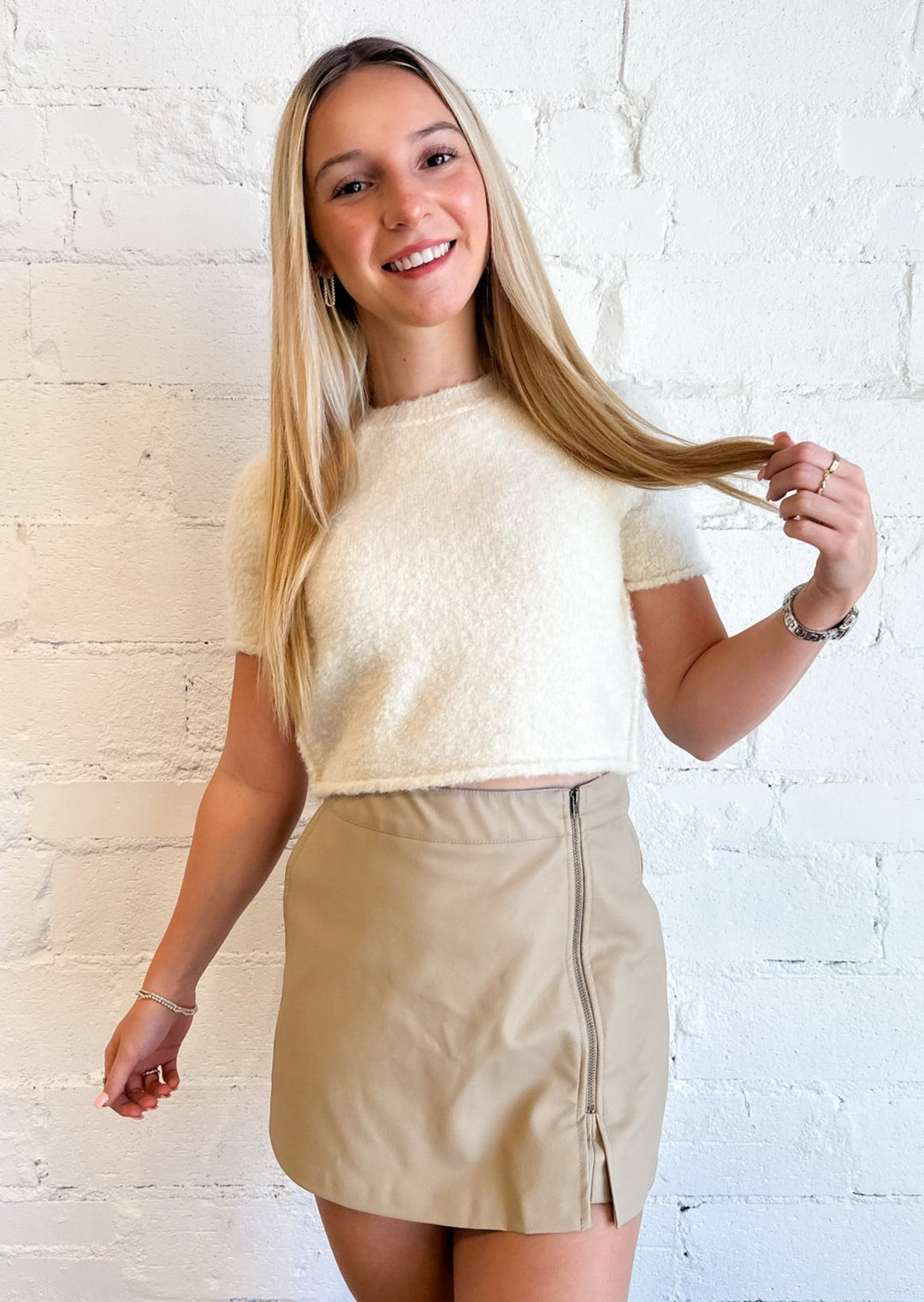 Zipped Up Leather Skort, Skirts, Adeline, Adeline, dallas boutique, dallas texas, texas boutique, women's boutique dallas, adeline boutique, dallas boutique, trendy boutique, affordable boutique