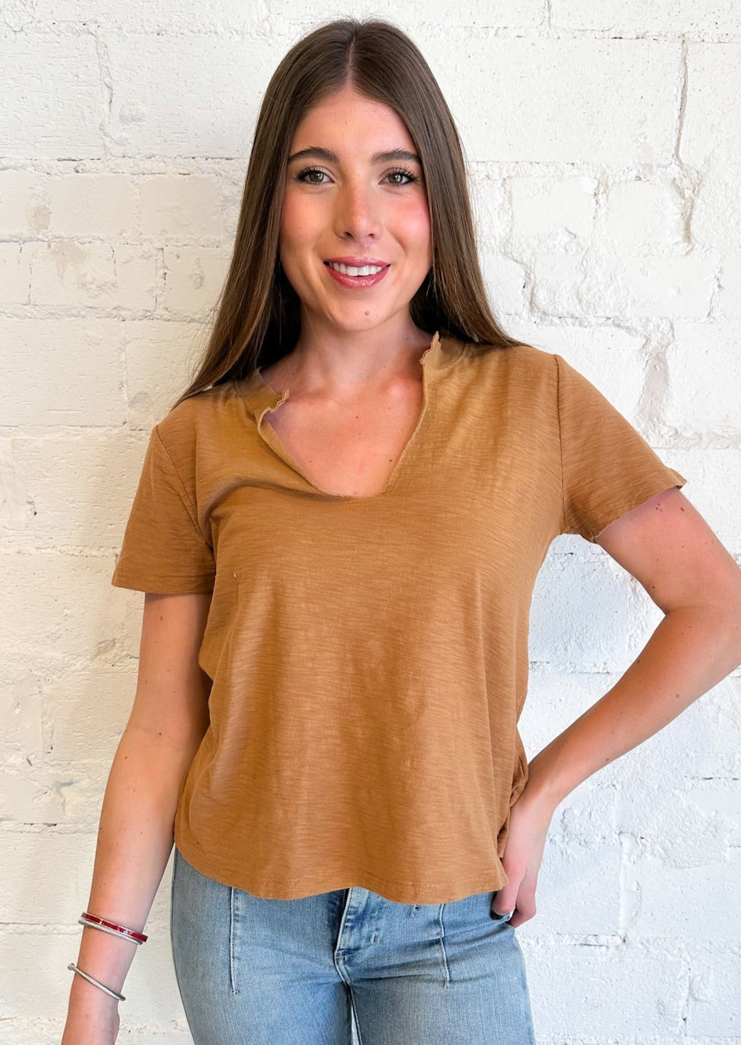 Plata Notched Tee, Tops, Adeline, Adeline, dallas boutique, dallas texas, texas boutique, women's boutique dallas, adeline boutique, dallas boutique, trendy boutique, affordable boutique